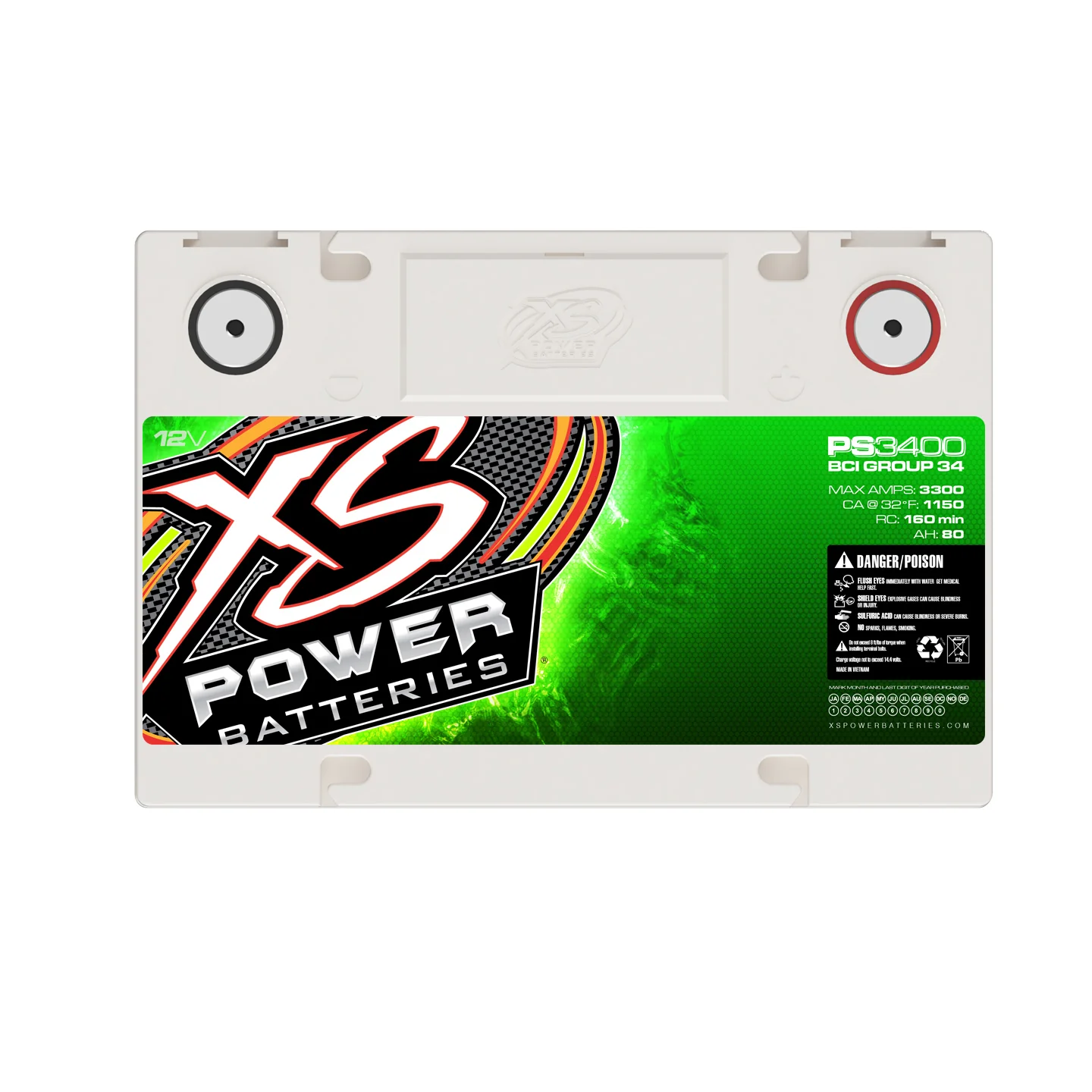 XS Power PS3400 Group 34 12V AGM Powersports Battery - Image 4