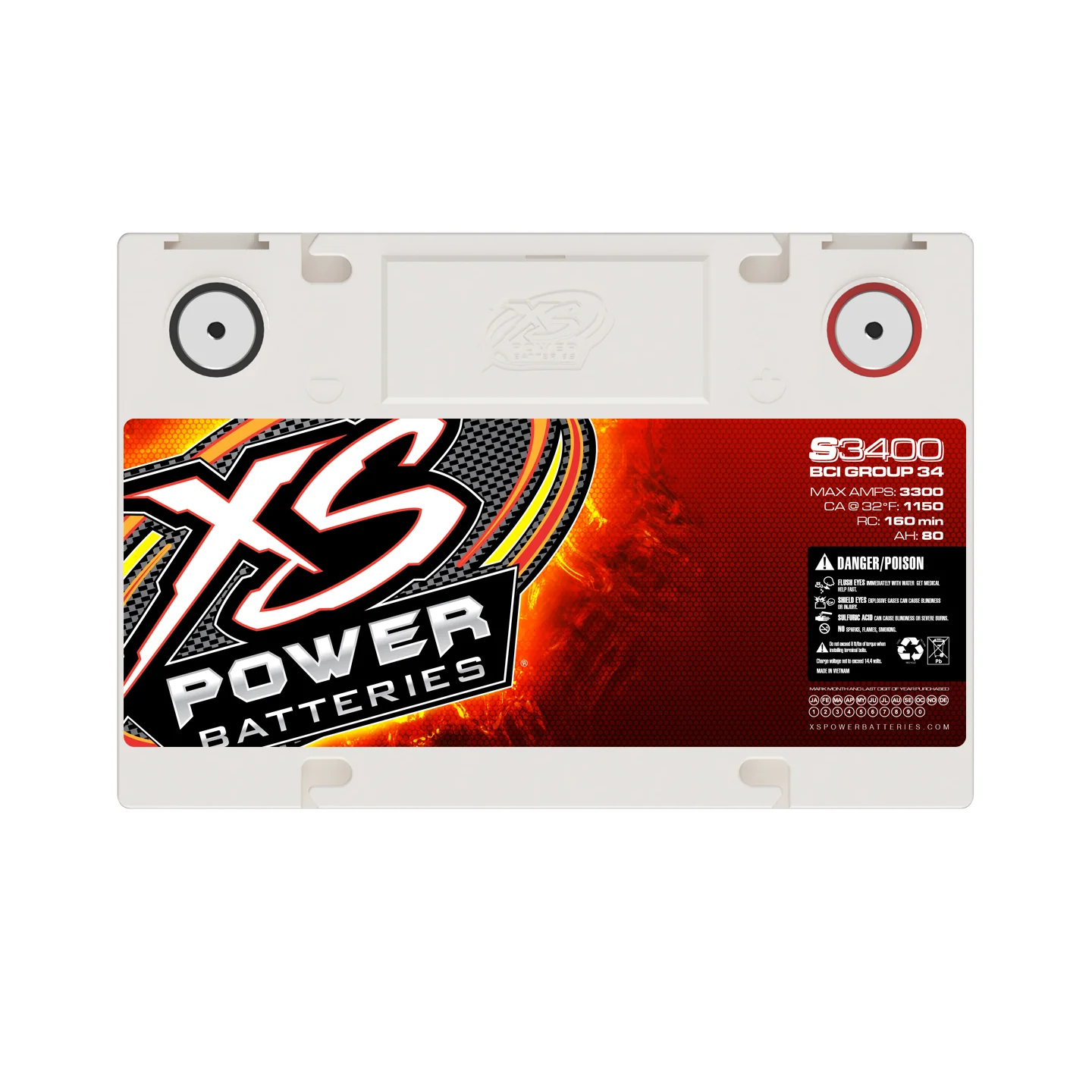 XS Power S3400 Group 34 12V AGM Racing Battery - Image 4
